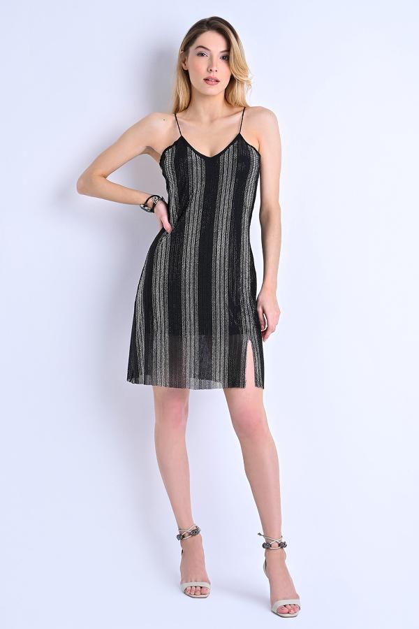 VESTIDO NEGRO CON CRISTALES