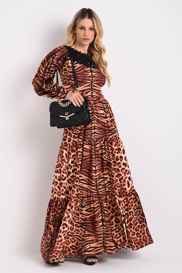 VESTIDO ANIMAL PRINT CON BORDADO