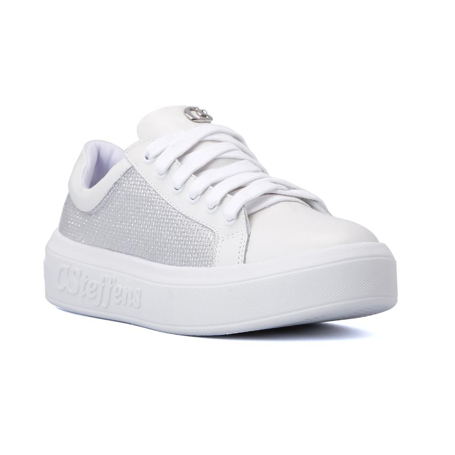 ZAPATILLA BLANCA CON PLATEADO