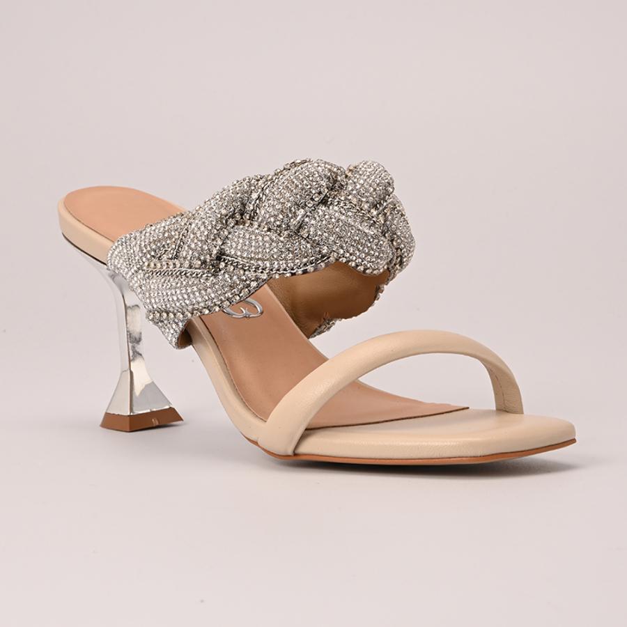 SANDALIA MARFIL CON CRISTALES