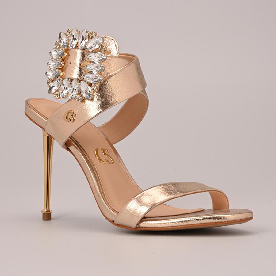 SANDALIA DORADA CON CRISTALES