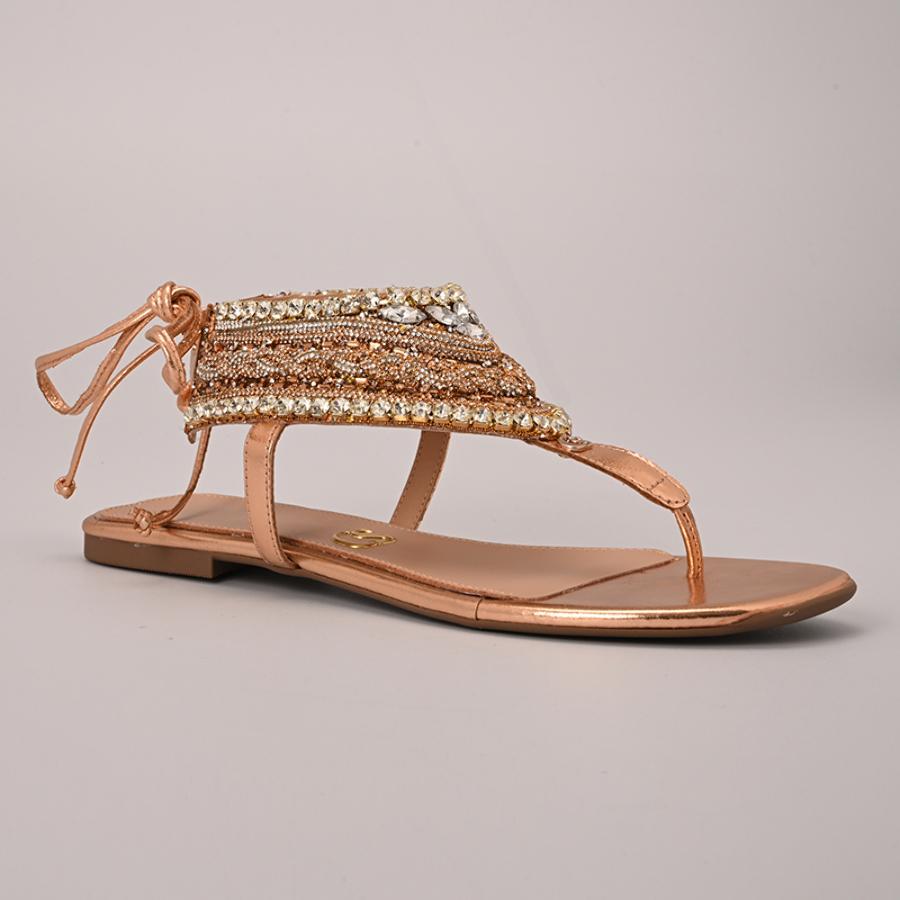 SANDALIA ROSE GOLD CON BRILLO