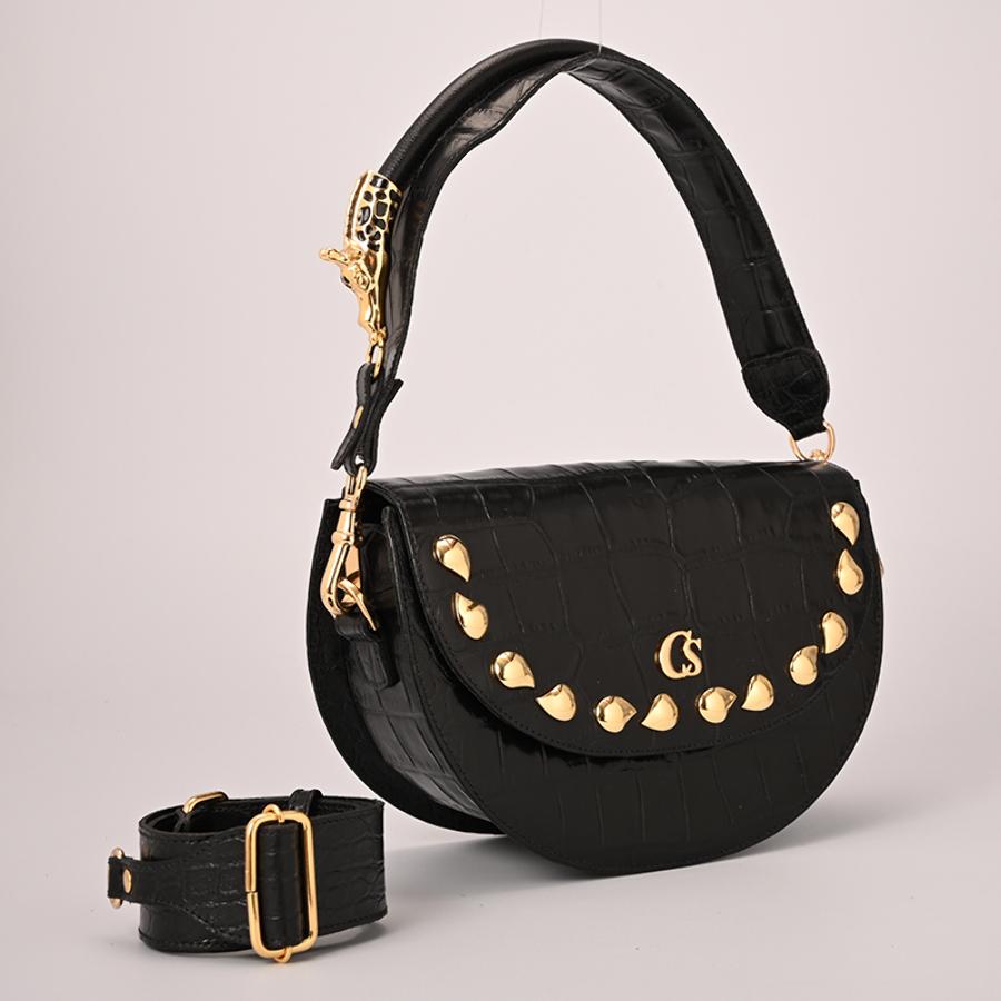 BANDOLERA CON TEXTURA Y ACCESORIOS