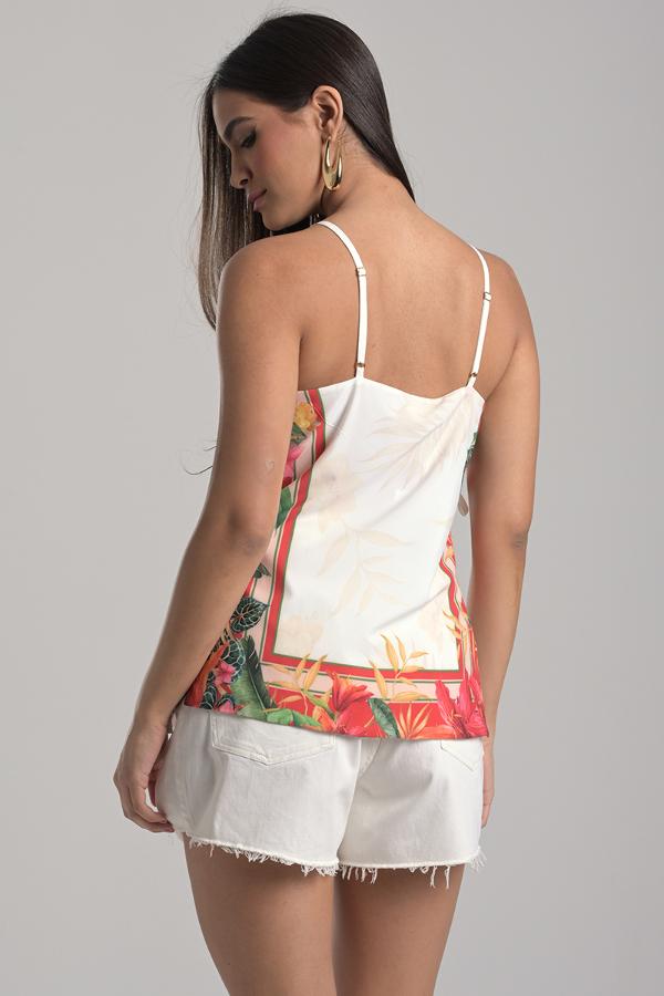 BLUSA ESTAMPADA CON TIRAS