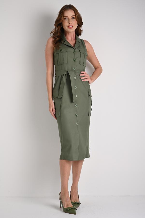 VESTIDO CHEMISIER COM BOLSOS CARGO