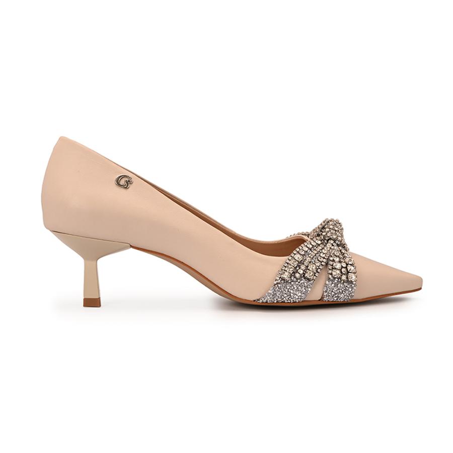 STILETTO OFF WHITE LAZO CON BRILLO