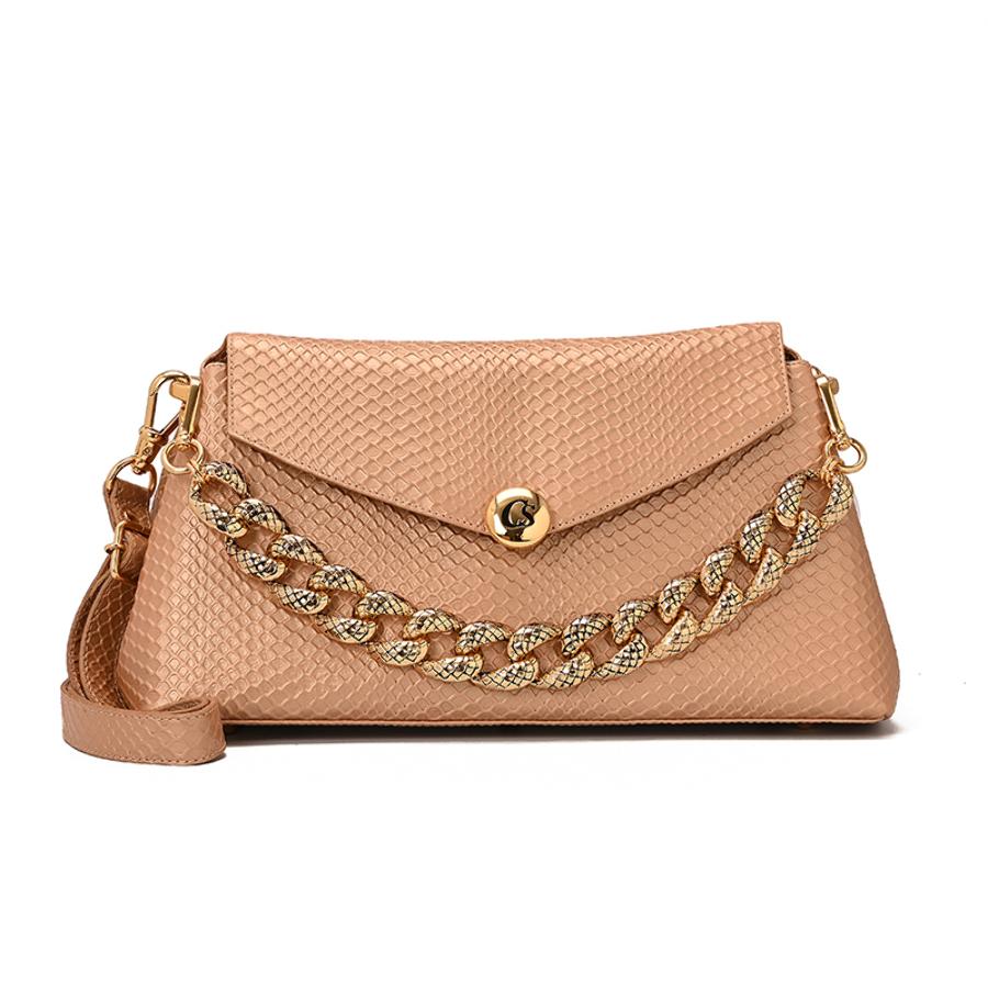 CARTERA DORADO ROSE TEXTURIZADA