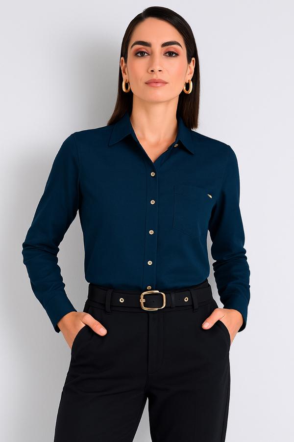 CAMISA AZUL CON BOLSILLO