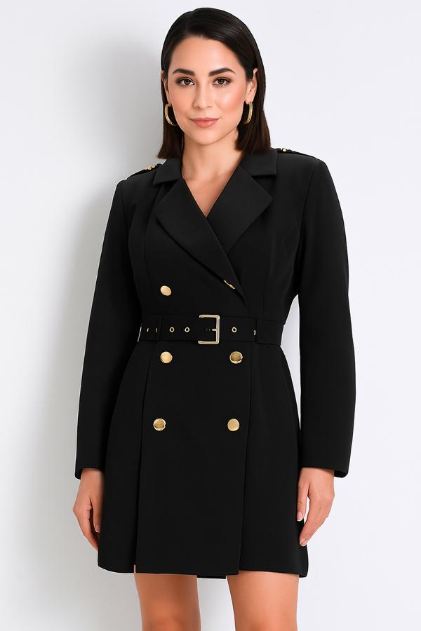 VESTIDO CORTO TIPO BLAZER CON CINTURON