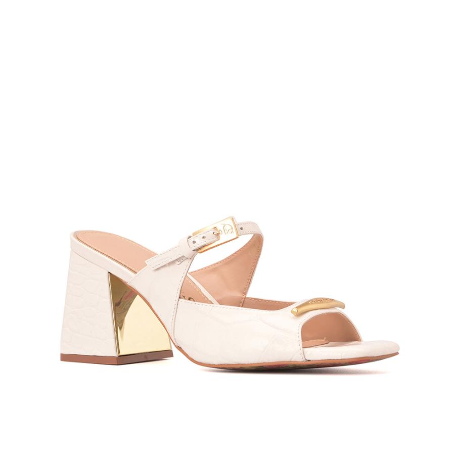 SANDALIA BLANCA TACO CUADRADO