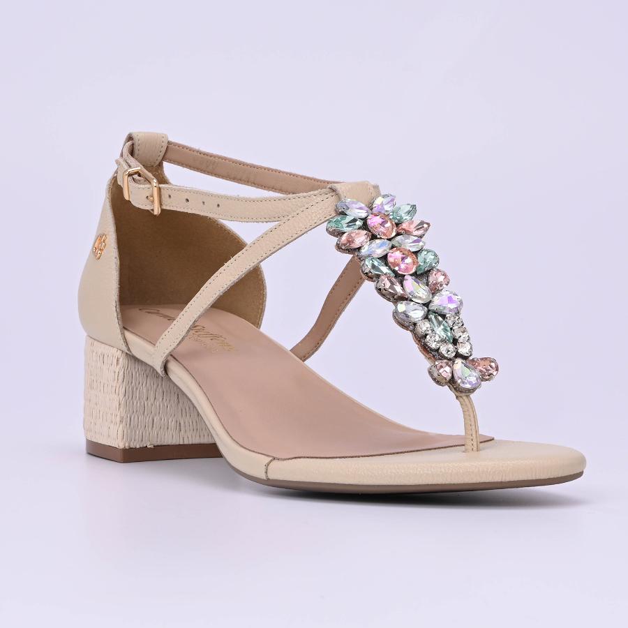 SANDALIA BEIGE CON CRISTALES