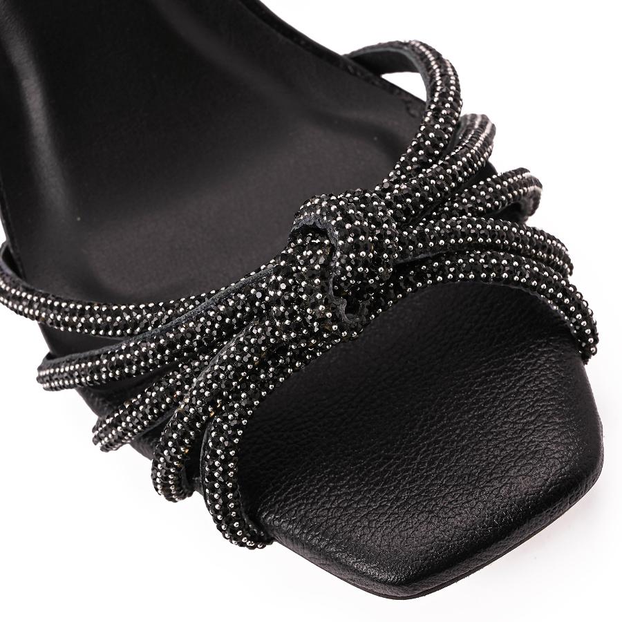 SANDALIA NUDO NEGRA CON CRISTALES