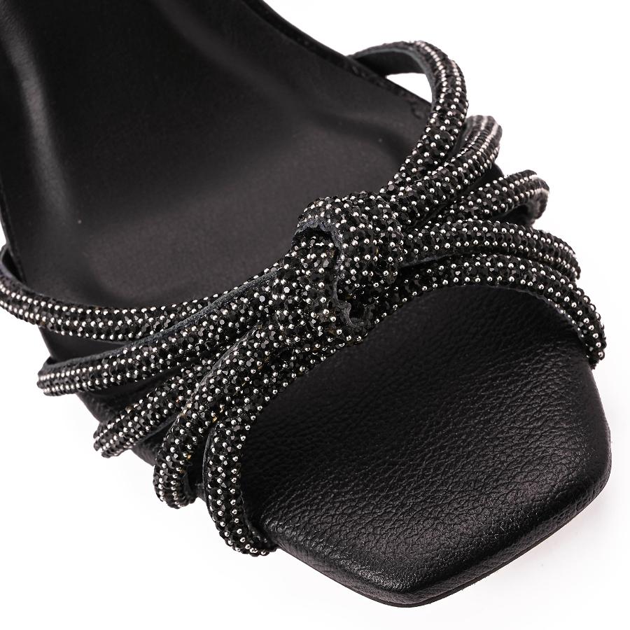 SANDALIA NUDO NEGRA CON CRISTALES