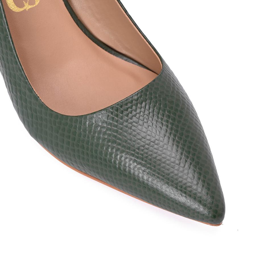 STILETTO VERDE TACO DORADO