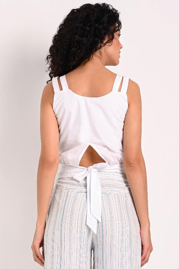 BLUSA CROPPED BLANCA CARMEN STEFFENS ALTO VERANO 2023