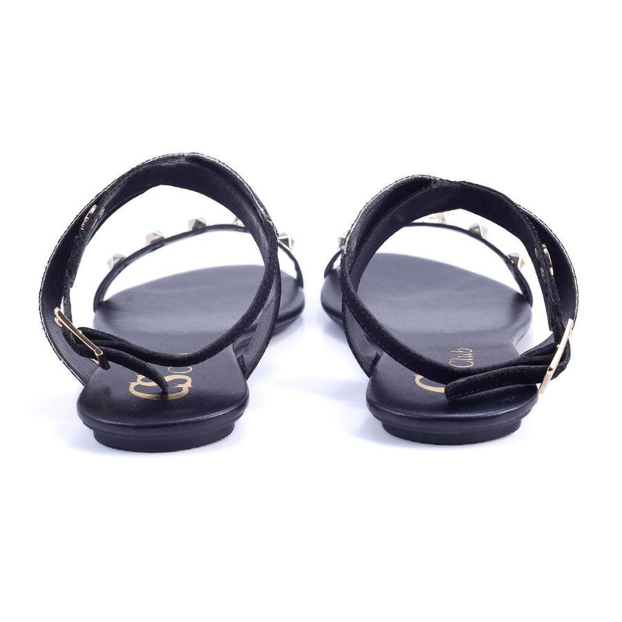 SANDALIA NEGRA CON APLIACIÓN EN DORADO