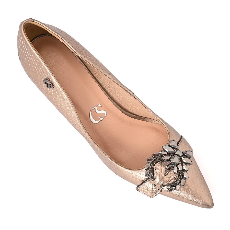 STILETTO METALIC CON TEXTURA Y ACCESORIO