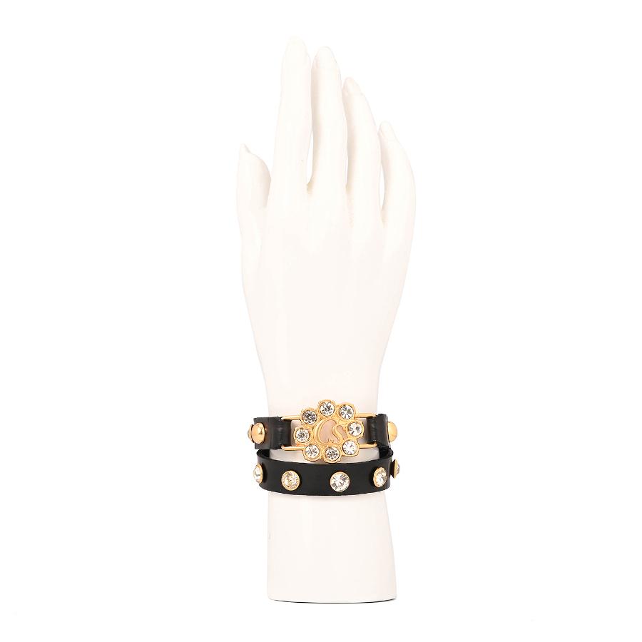 PULSERA NEGRA CON CRISTALES CS