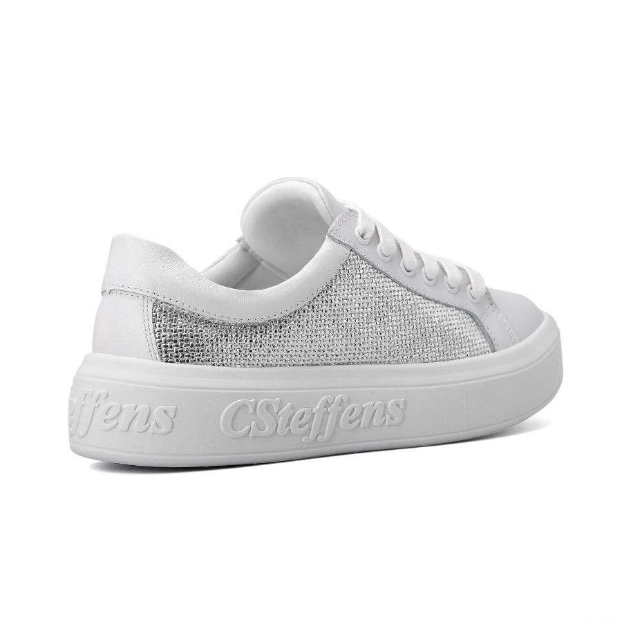 ZAPATILLA BLANCA CON PLATEADO