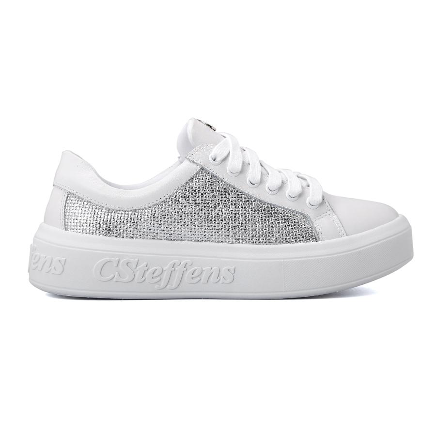 ZAPATILLA BLANCA CON PLATEADO