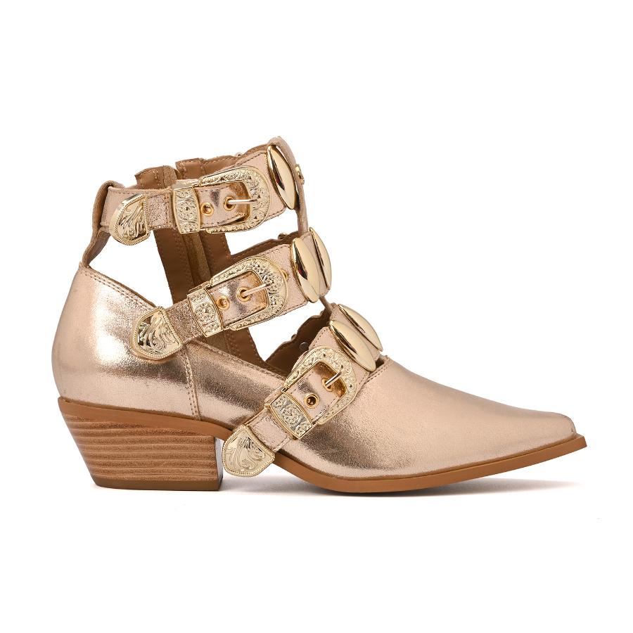 BOTA TEXANA DORADA CON HEBILLA