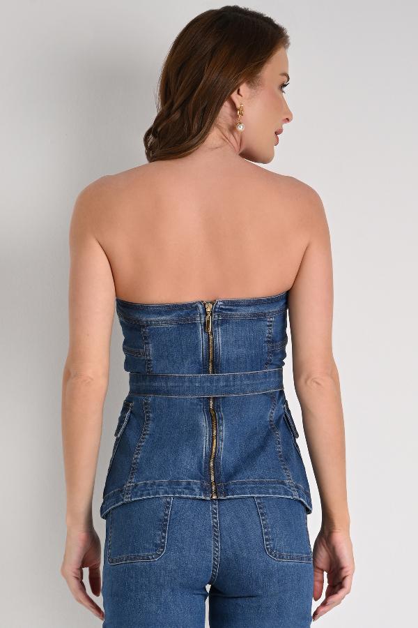 BLUSA DE MEZCLILLA CON CINTURON