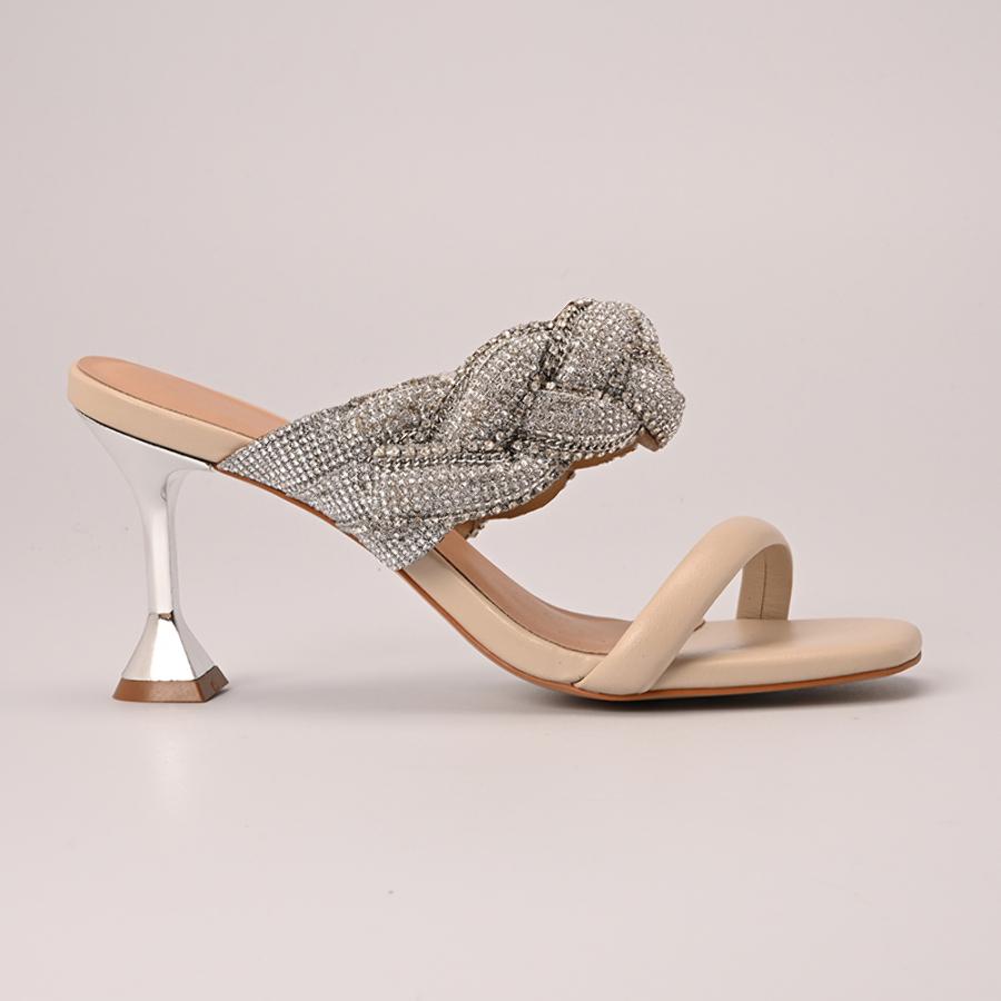 SANDALIA MARFIL CON CRISTALES