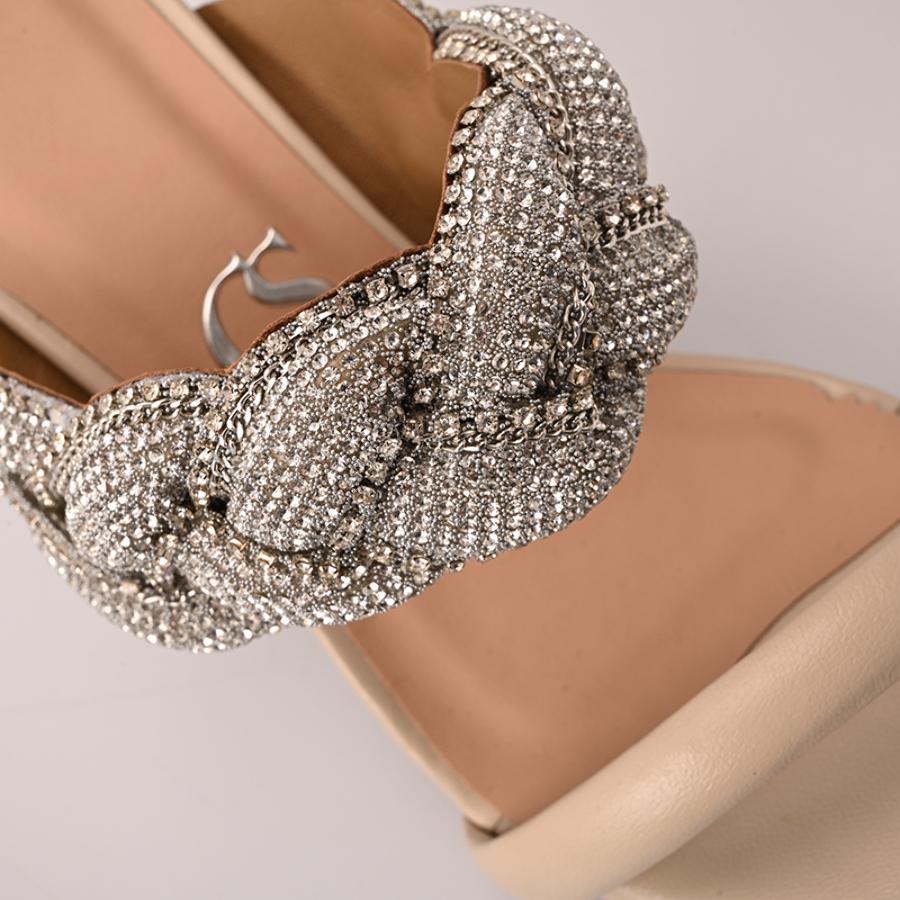 SANDALIA MARFIL CON CRISTALES