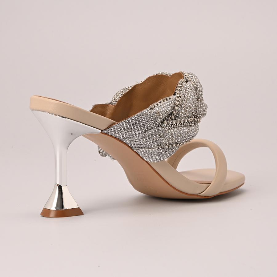 SANDALIA MARFIL CON CRISTALES