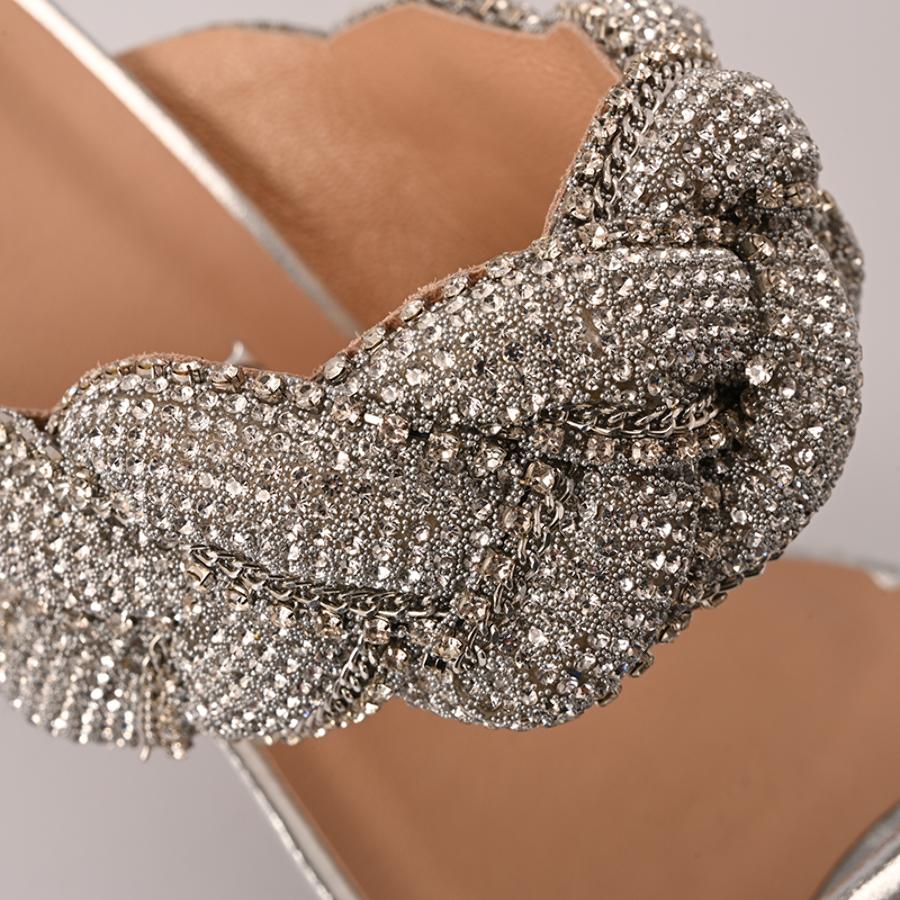 SANDALIA PLATEADA CON CRISTALES