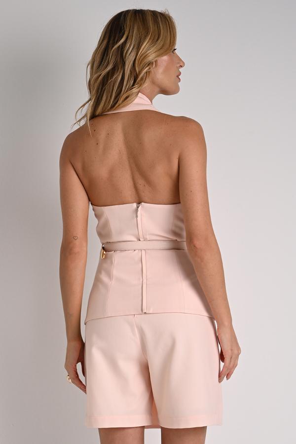 CHALECO ROSA CON CINTURON