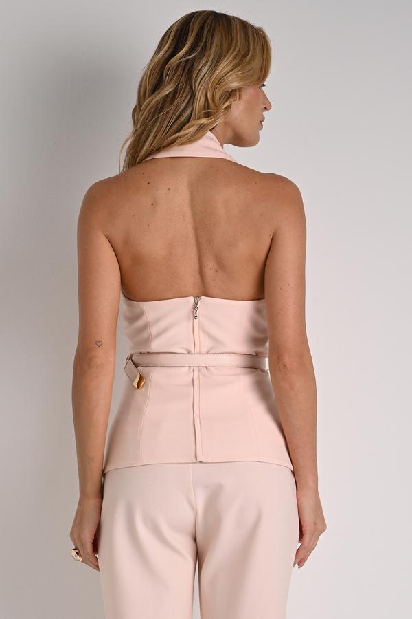 CHALECO ROSA CON CINTURON