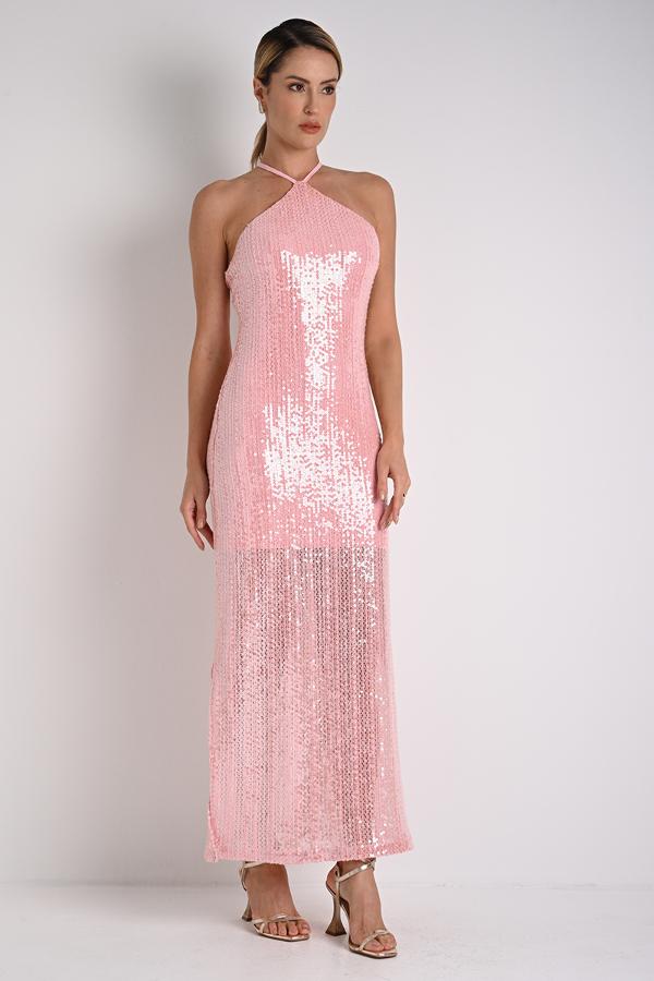 VESTIDO DE LENTEJUELAS CON FLOR EXTRAIBLE