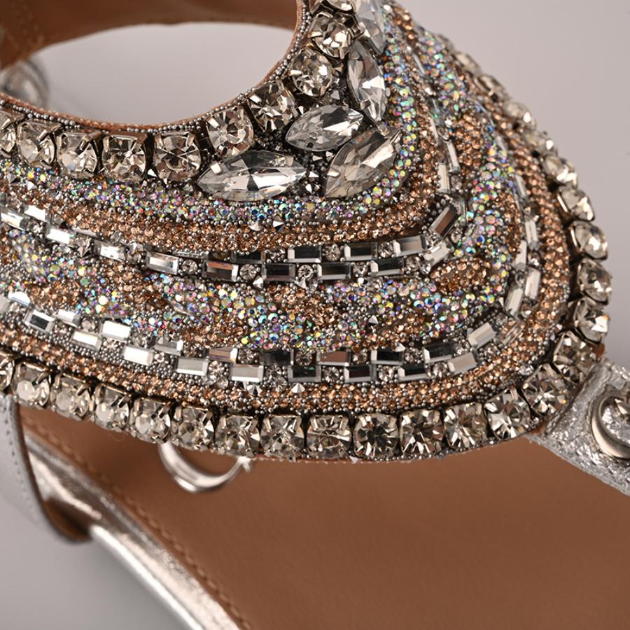 SANDALIA FLAT PLATEADA CON BRILLO