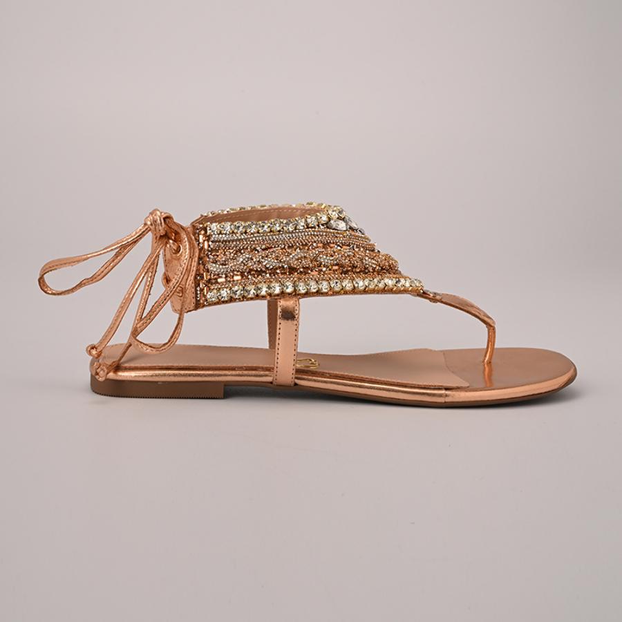 SANDALIA ROSE GOLD CON BRILLO