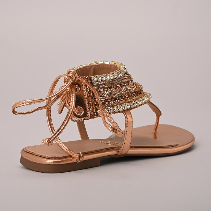 SANDALIA ROSE GOLD CON BRILLO