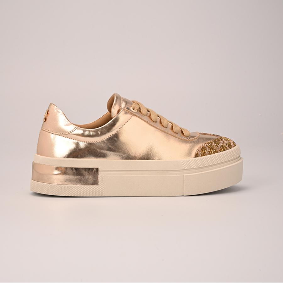 ZAPATILLA DORADA CON BRILLO