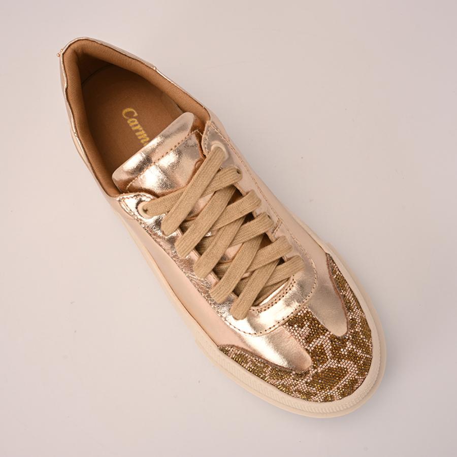 ZAPATILLA DORADA CON BRILLO