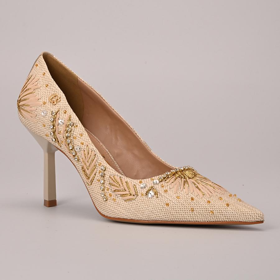STILETTO BEIGE CON DISEÑO Y BRILLO