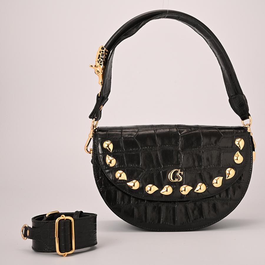 BANDOLERA CON TEXTURA Y ACCESORIOS