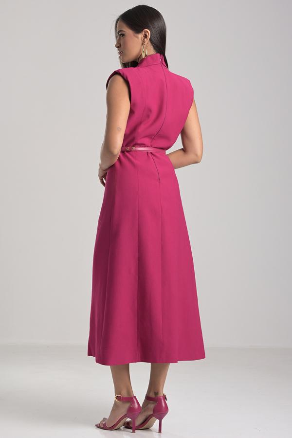 VESTIDO FUCSIA CON CINTURON