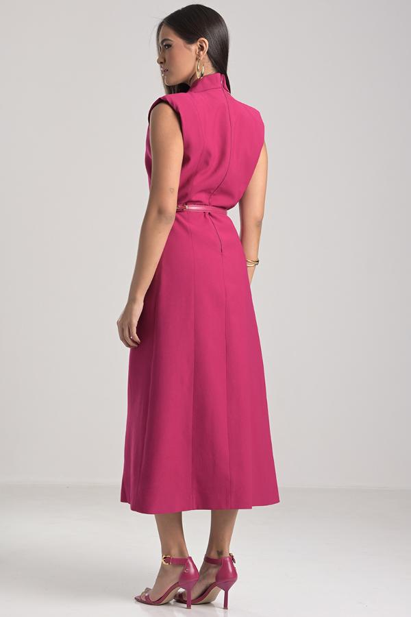 VESTIDO FUCSIA CON CINTURON