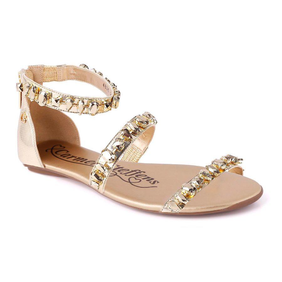 SANDALIA DORADA CON APLICACIONES