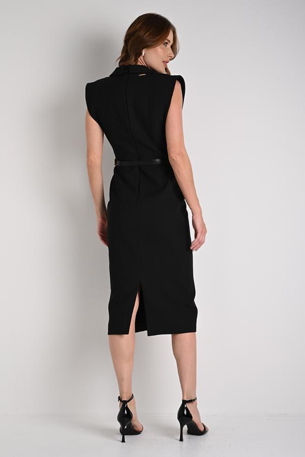 VESTIDO DETALHE SOBREPOSTO COM CINTO EM PELE