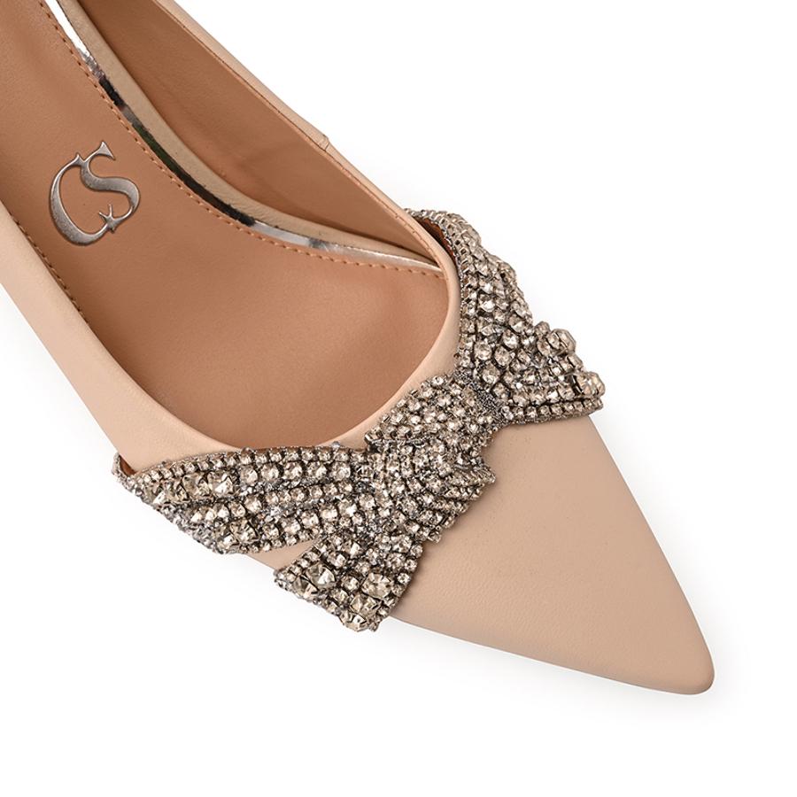 STILETTO OFF WHITE LAZO CON BRILLO