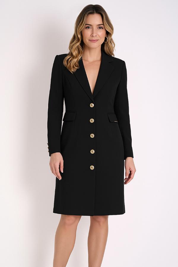 VESTIDO LARGO TIPO BLAZER CON CINTURON