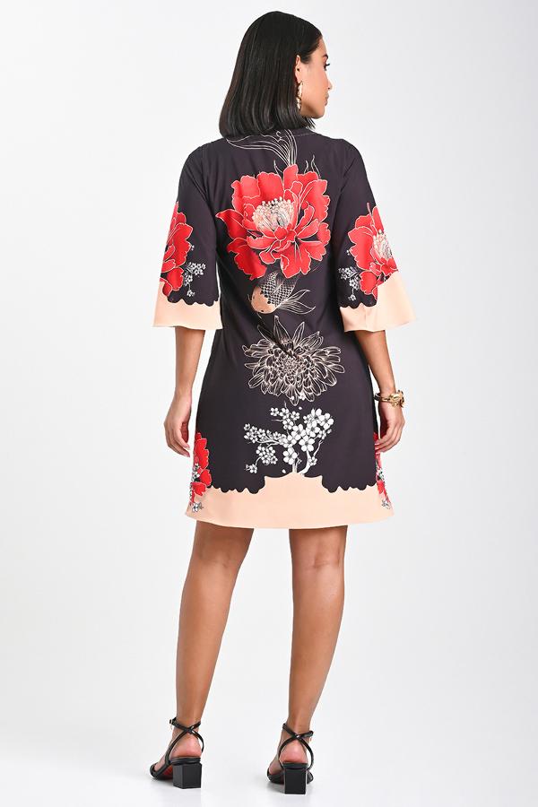 VESTIDO CON ESTAMPADO FLOR ORIENTAL