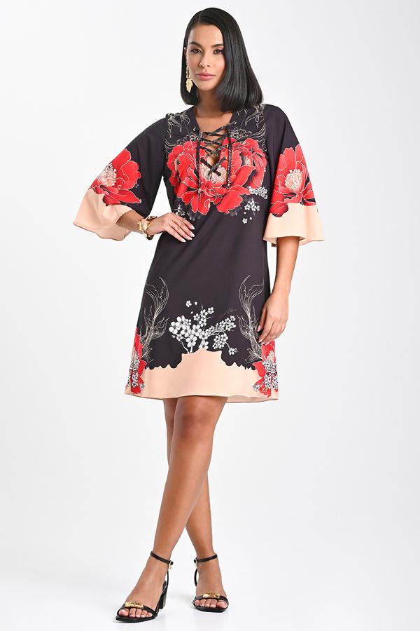 VESTIDO CON ESTAMPADO FLOR ORIENTAL