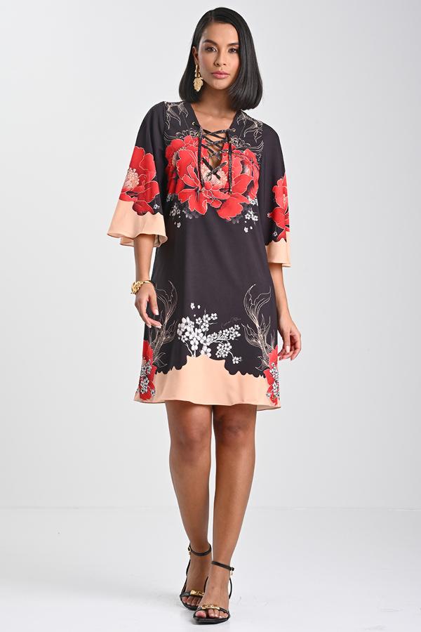 VESTIDO CON ESTAMPADO FLOR ORIENTAL