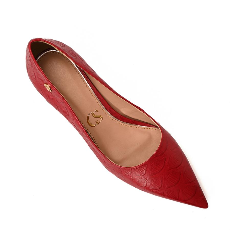 STILETTO EN PUNTA ROJO CON TEXTURA